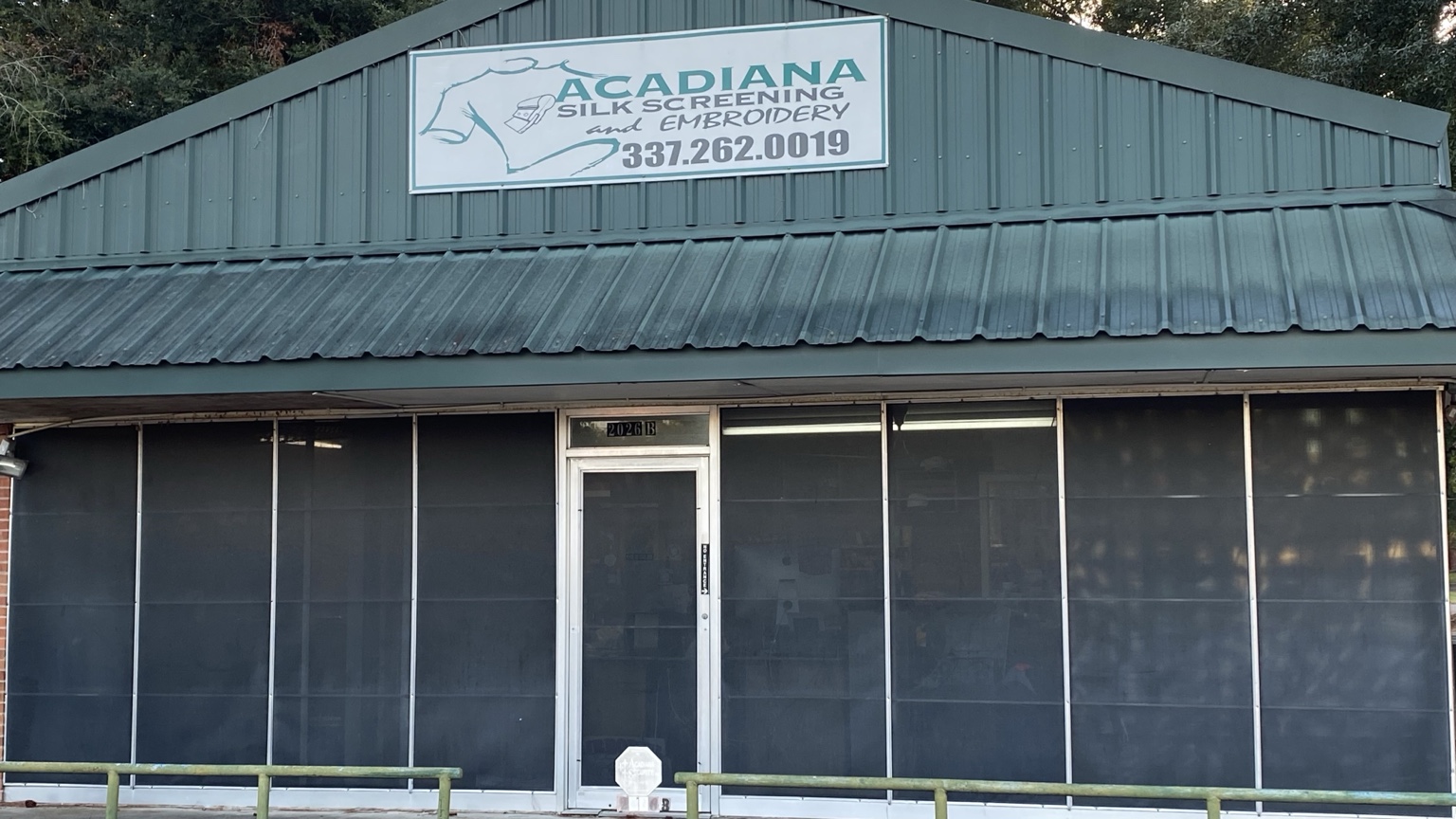 Acadiana Silkscreening and Embroidery storefront at 2026B Moss Street